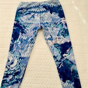 Prana Blue and White Abstract Leggings